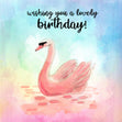 Watercolour Swan Happy Birthday Confetti-exploding Greetings Card