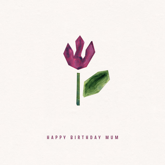 Purple Watercolor Tulip Happy Birthday Mum Confetti-exploding Greetings Card