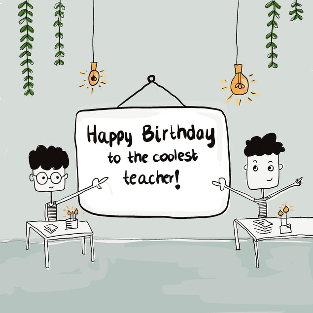 Happy Birthday To The Coolest Teacher Confetti-exploding Greetings Card