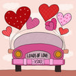 Loads Of Love Pink Retro Car Valentine's Day Confetti-exploding Greetings Card