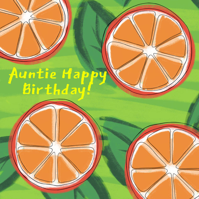 Auntie Happy Birthday Juicy Oranges Confetti-exploding Greetings Card