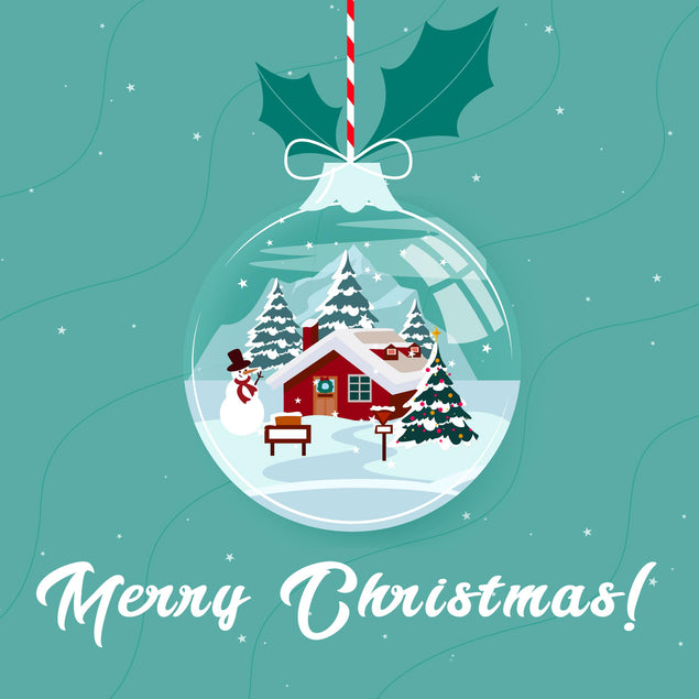 Merry Christmas Bauble With Santa's House Confetti-exploding Greetings Card