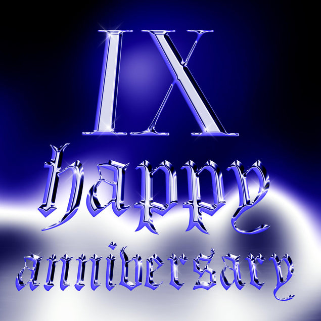 Happy 9th Anniversary Shining Roman Numerals Confetti-exploding Greetings Card