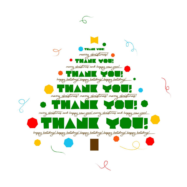 Merry Christmas And Happy New Year Thank You Christmas Tree Confetti-exploding Greetings Card