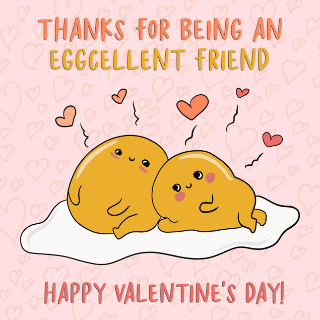 Thanks For Being An Eggcellent Friend Cute Eggs Valentine's Day Confetti-exploding Greetings Card
