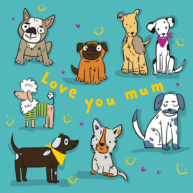 Love You Mum Funny Dogs Mother's Day Confetti-exploding Greetings Card