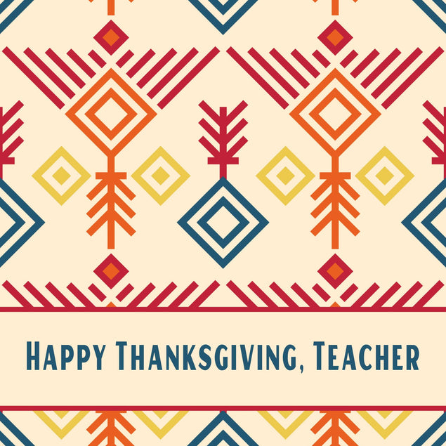 Boho Style Happy Thanksgiving Teacher Confetti-exploding Greetings Card
