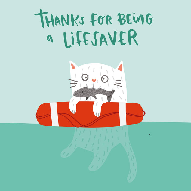Lifesaver Cat Thank You Confetti-exploding Greetings Card