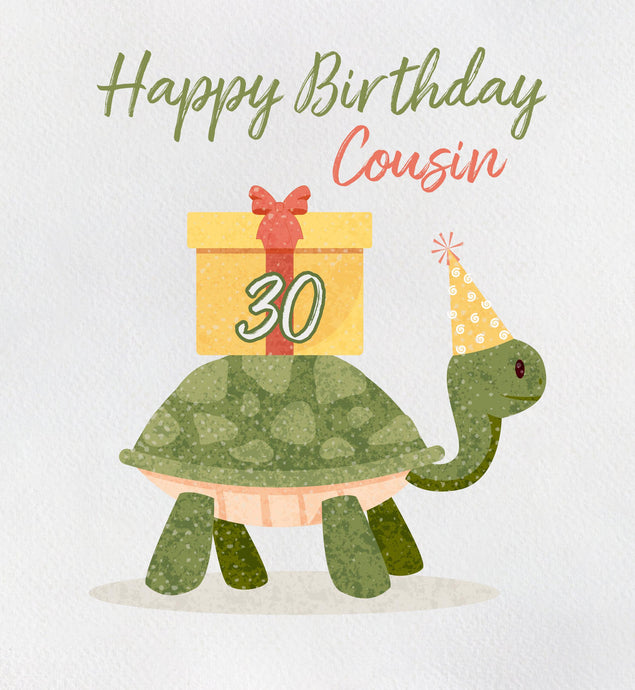 Turtle Cousin 30th Birthday Confetti-exploding Greetings Card