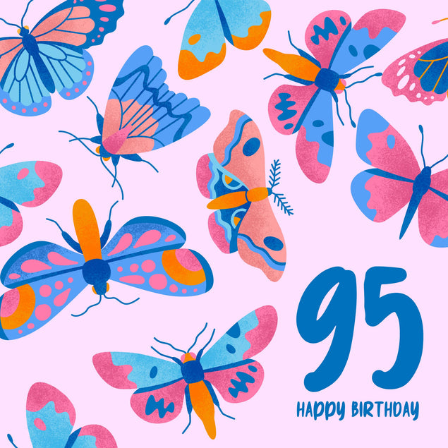 Delicate Pink Butterfly 95th Birthday Confetti-exploding Greetings Card