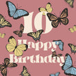 Blue And Yellow Butterflies On A Pink Background Happy 10th Birthday Confetti-exploding Greetings Card