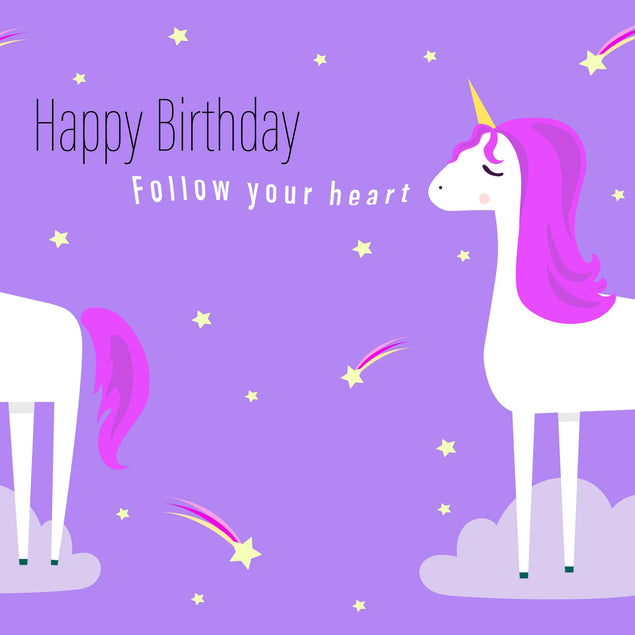 Happy Birthday Follow Your Heart Unicorn With Pink Mane Confetti-exploding Greetings Card