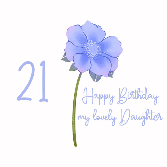 Blue Lovely Flower Happy 21st Birthday Daughter Confetti-exploding Greetings Card
