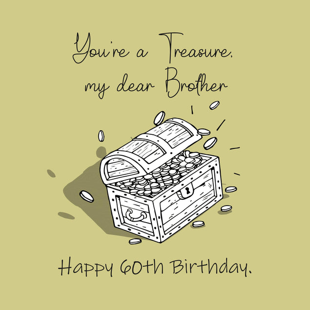 Happy 60th Birthday Brother You Are A Treasure Confetti-exploding Greetings Card
