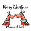 Watercolour Reindeer Mum And Dad Christmas Confetti-exploding Greetings Card