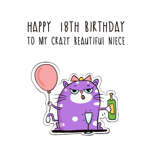 Happy 18th Birthday Crazy Beautiful Niece Confetti-exploding Greetings Card
