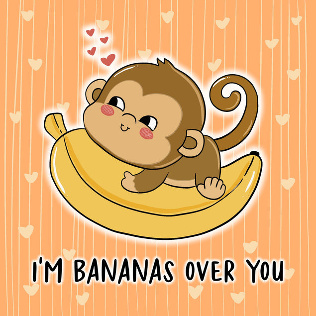 I'm Bananas Over You Cute Baby Monkey Valentine's Day Confetti-exploding Greetings Card