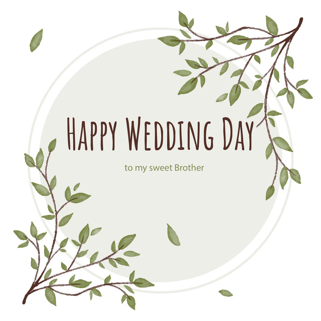 Happy Wedding Day Brother Delicate Plants Confetti-exploding Greetings Card