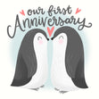 Our First Anniversary Cute Penguins Confetti-exploding Greetings Card