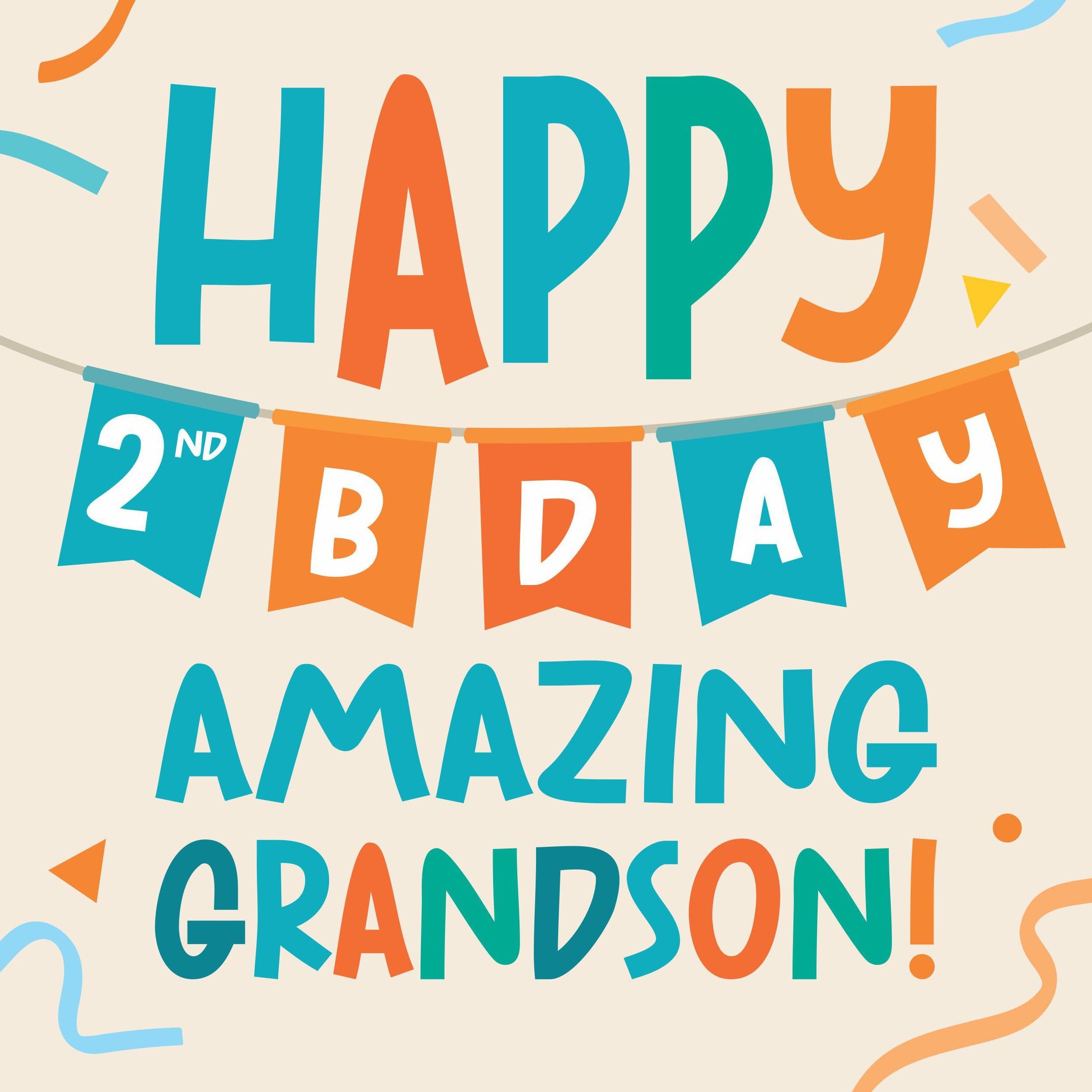 Exploding Birthday Letters Colourful Letters Happy 2nd Birthday Grandson Confetti-exploding Greet ...