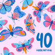 Delicate Pink Butterfly 40th Birthday Confetti-exploding Greetings Card