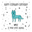 Spirit Animal Happy February Birthday Confetti-exploding Greetings Card