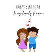 Happy Birthday Lovely Fiance Cute Couple Confetti-exploding Greetings Card