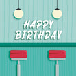 Happy Birthday Retro Cafe Confetti-exploding Greetings Card
