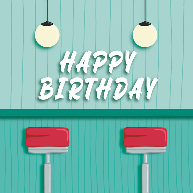 Happy Birthday Retro Cafe Confetti-exploding Greetings Card
