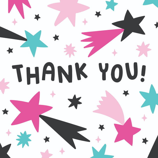 Thank You Beautiful Colorful Stars Confetti-exploding Greetings Card