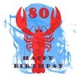 Happy 80th Birthday Red Lobster In Blue Confetti-exploding Greetings Card