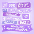 Love Stronger Than A Diamond 60th Wedding Anniversary Confetti-exploding Greetings Card
