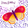 Fantastic Orange Butterfly Birthday Confetti-exploding Greetings Card