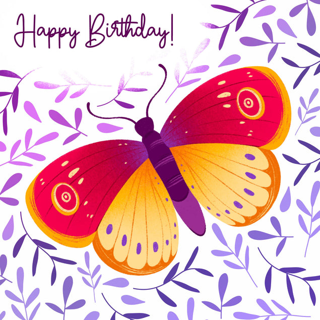 Fantastic Orange Butterfly Birthday Confetti-exploding Greetings Card