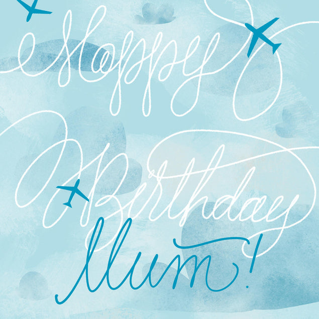 Blue Sky And Planes Happy Birthday Mum Confetti-exploding Greetings Card