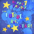 Rock Star Happy 1st Birthday Confetti-exploding Greetings Card