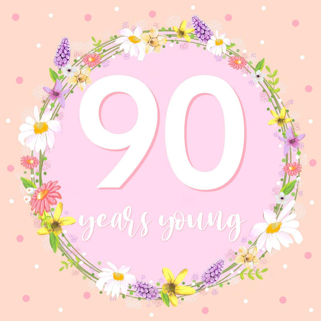 90 Years Young Confetti-exploding Greetings Card