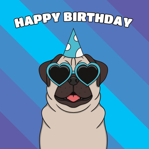 Cool Pug Dog Birthday Confetti-exploding Greetings Card