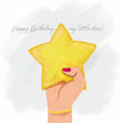 Happy Birthday Star In A Hand Confetti-exploding Greetings Card