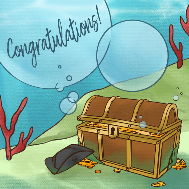 Congratulations Pirate's Treasure Chest Confetti-exploding Greetings Card