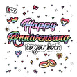 Happy Anniversary LGBTQ+ Heart And Rings Confetti-exploding Greetings Card