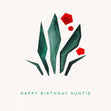 Red Watercolor Flower Happy Birthday Auntie Confetti-exploding Greetings Card