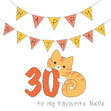 Red Cat Niece 30th Birthday Confetti-exploding Greetings Card