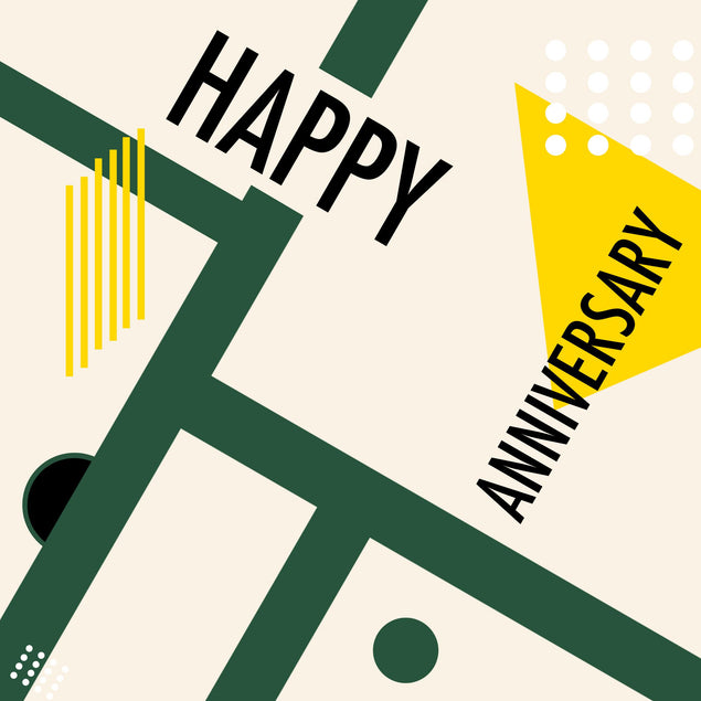 Bauhaus Style Happy Anniversary Confetti-exploding Greetings Card