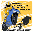 Motorbike Happy Birthday My Racer Confetti-exploding Greetings Card