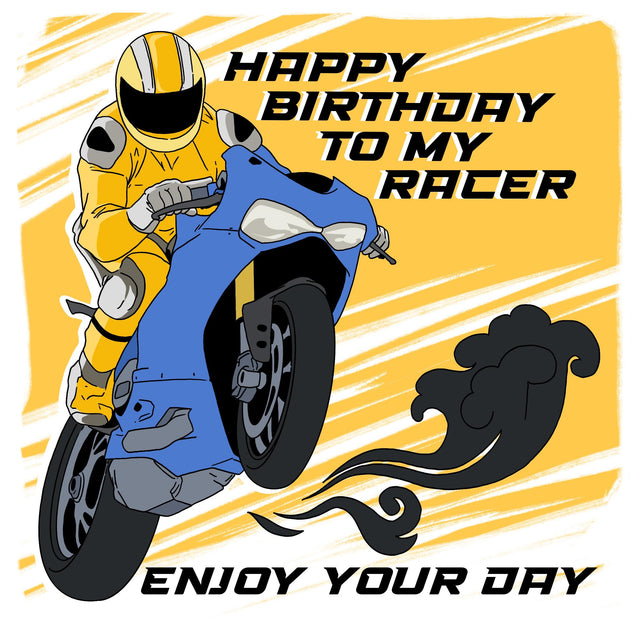 Motorbike Happy Birthday My Racer Confetti-exploding Greetings Card