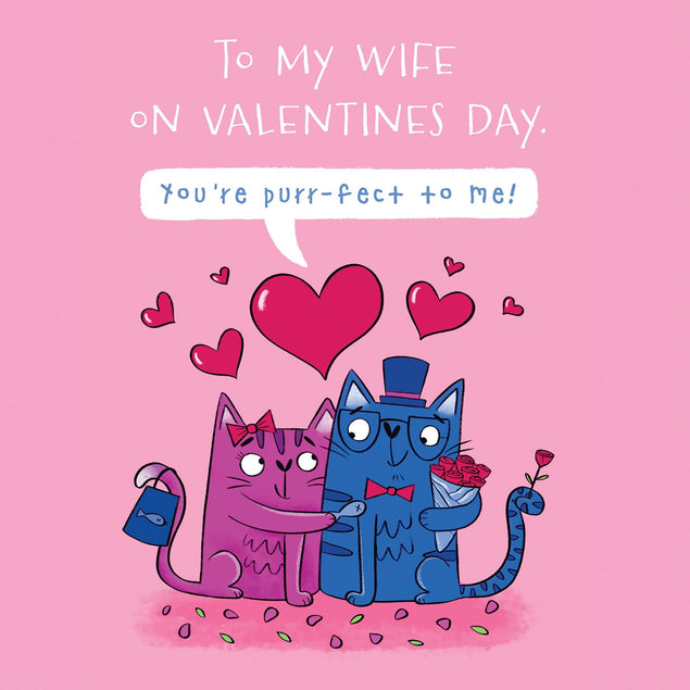 You're Purr-fect Wife Valentine's Day Confetti-exploding Greetings Card