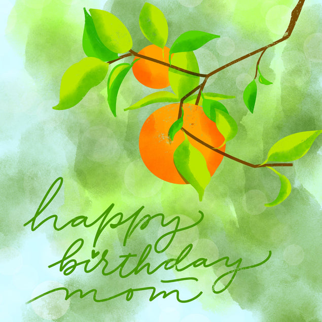 Happy Birthday Mom Oranges On A Branch Confetti-exploding Greetings Card