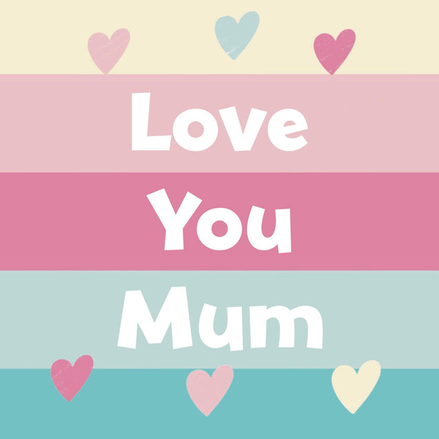Love You Mum Cute Stripes Confetti-exploding Greetings Card