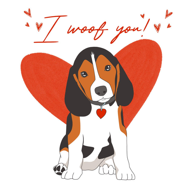 I Woof You Beagle Valentine's Confetti-exploding Greetings Card
